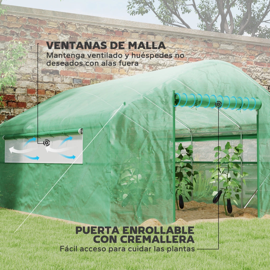 Serra Tunnel 4x3x2 m ¨C zephmum ¨C Verde con 2 Finestre e 1 Porta a Cerniera