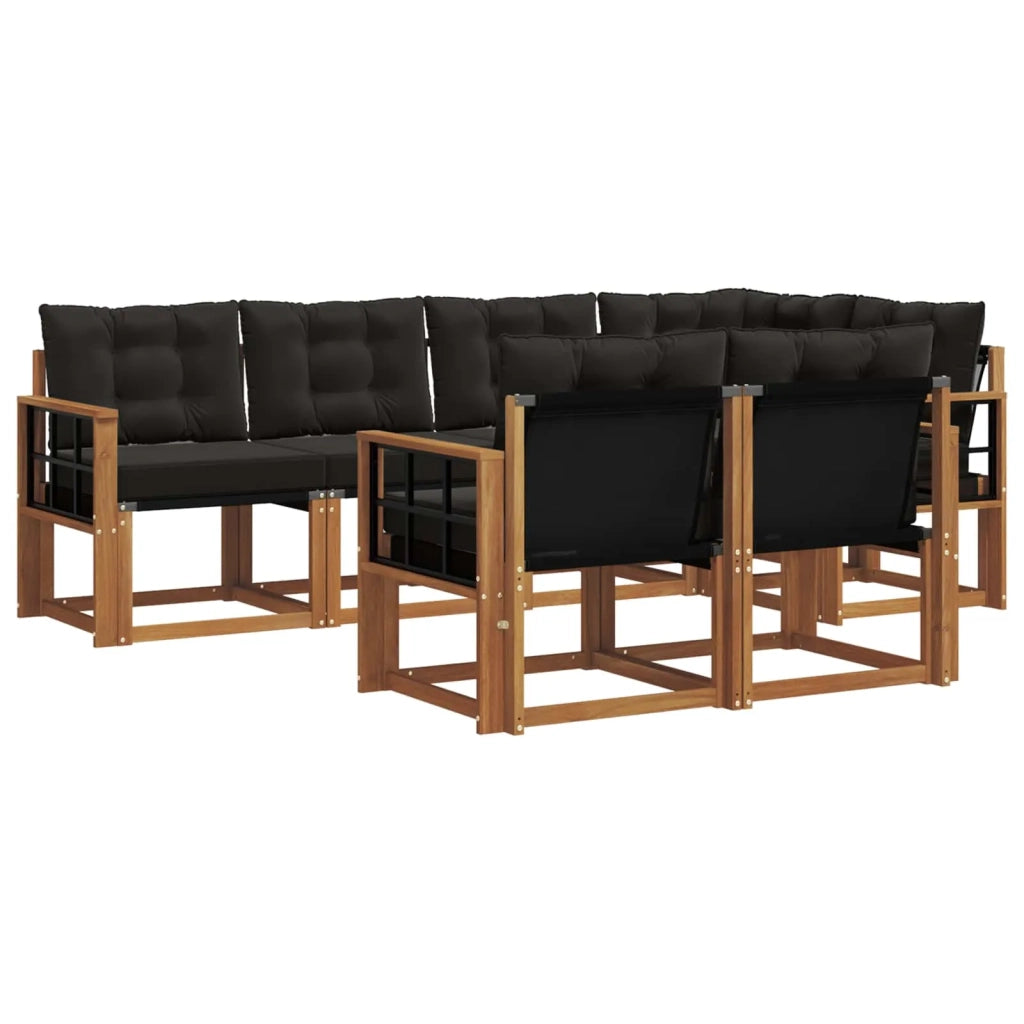 Set di divani da esterno con cuscino 7 pcs Naturale e Nero
