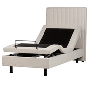Letto Tessuto Beige chiaro Elettrico Regolabile con Telecomando 90 x 200 cm