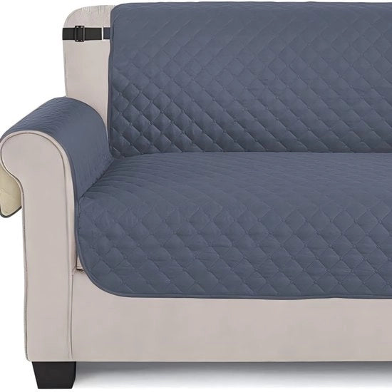 Banca universale impermeabile con braccioli, antiscivolo e resistente alla sporcizia, imbottitura riassorbente, adatta per gatti, cani e altri animali domestici, 3 posti, colore blu-grigio