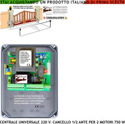 CENTRALE CANCELLO 2 ANTE BATTENTI NUOVA CTR17 PM8000 220 V UNIVERSALE SELEZIONE FUNZIONI REGOLAZIONI FORZA E TEMPI 3 TRIMMER
