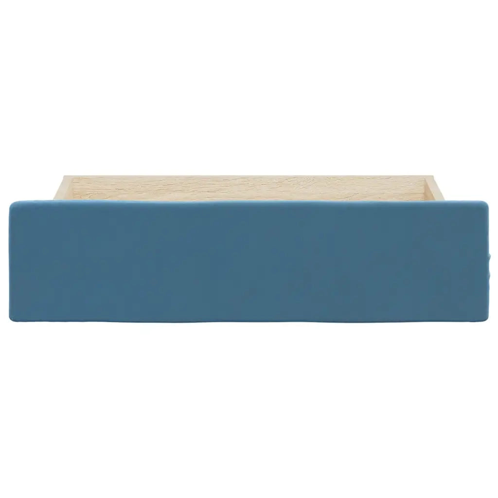 Cassetti da Letto 2pz Blu in Legno Multistrato e Velluto 833915