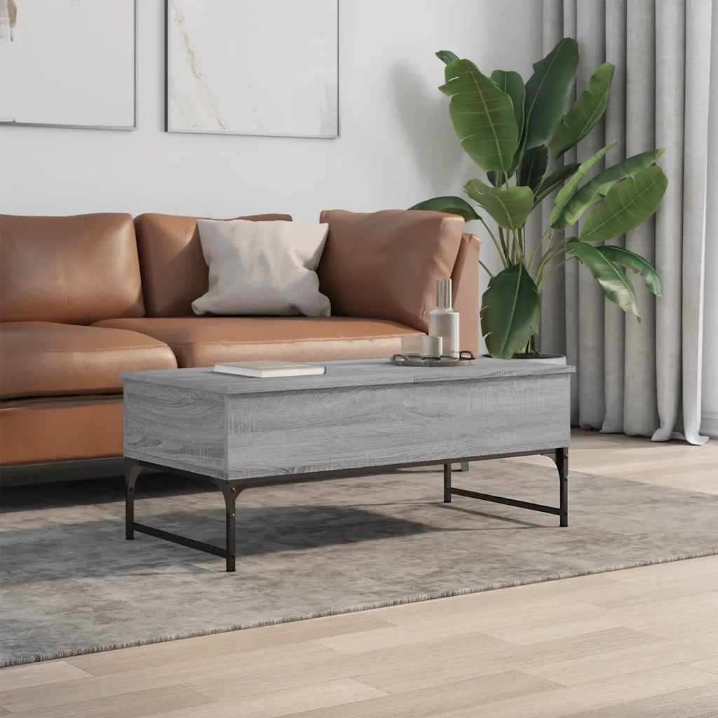 Tavolino Salotto-Tavolino da soggiorno-Tavolo Grigio Sonoma 100x50x40cm Multistrato Metallo