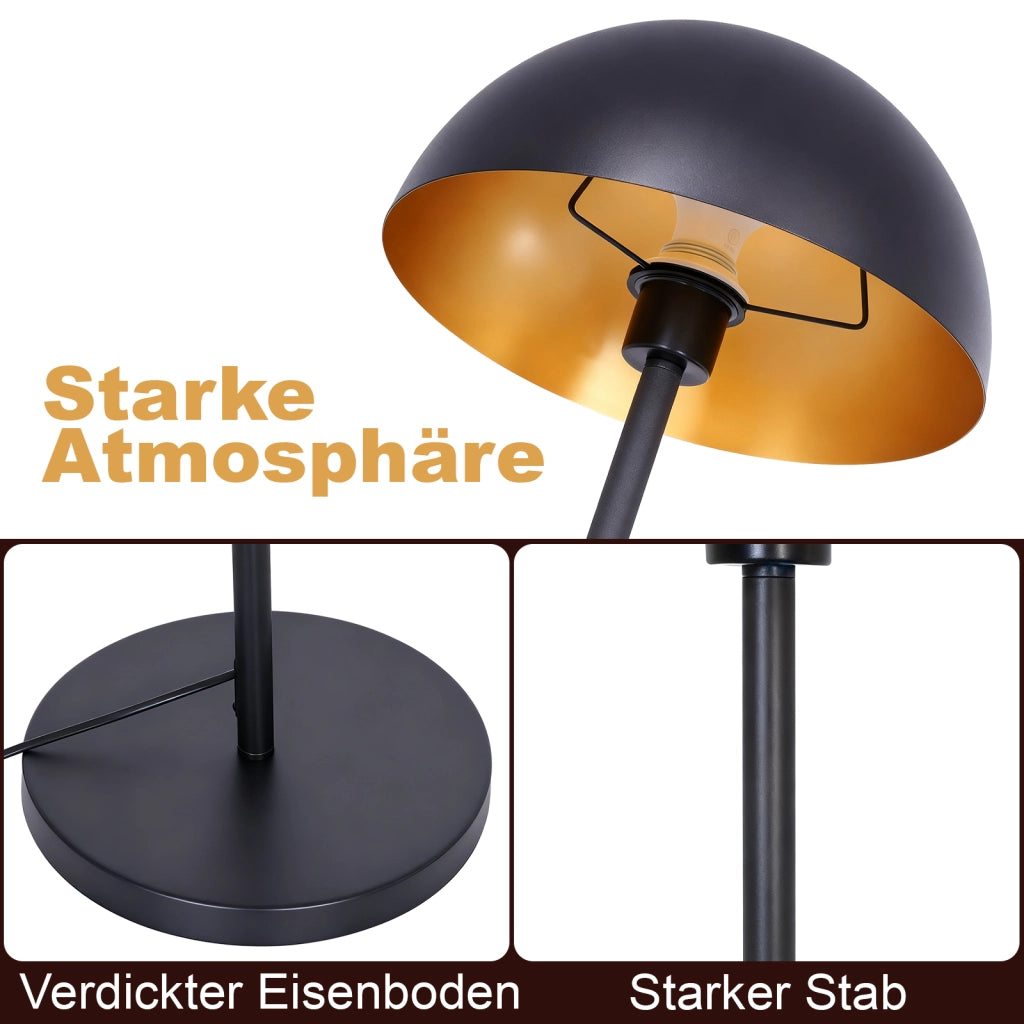ZMH Lampada da Terra Moderna 170cm Paralume Ø30cm Metall Nero/Oro E27 Max.40W per Soggiorno Camera Senza Lampadina