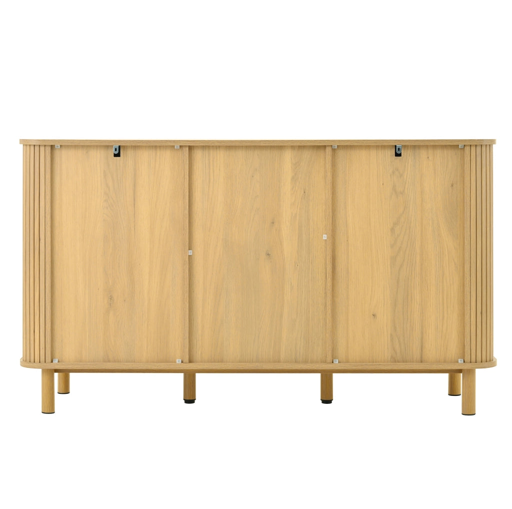Credenza moderna 140 cm con ante in rattan e cassetti