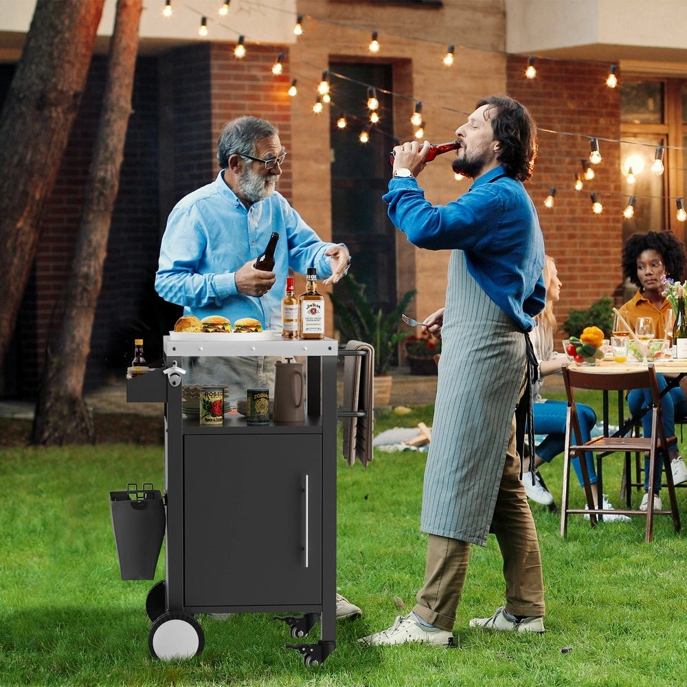 Carrello da Barbecue con Ripiano e Ganci ¨C Xylo ¨C Nero