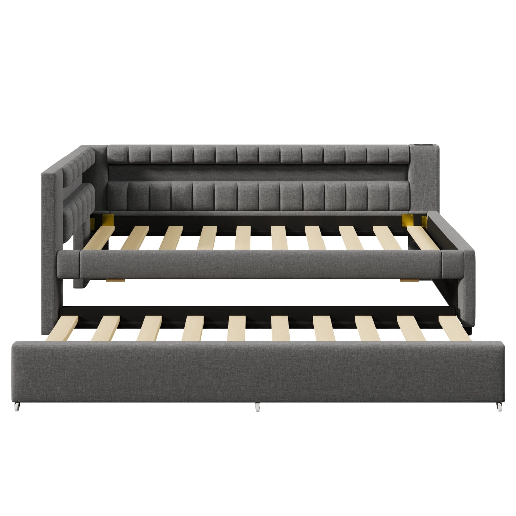 Letto a scomparsa con LED - Zephmum - 90x200cm - Grigio - Comando a distanza, USB, Tipo-C