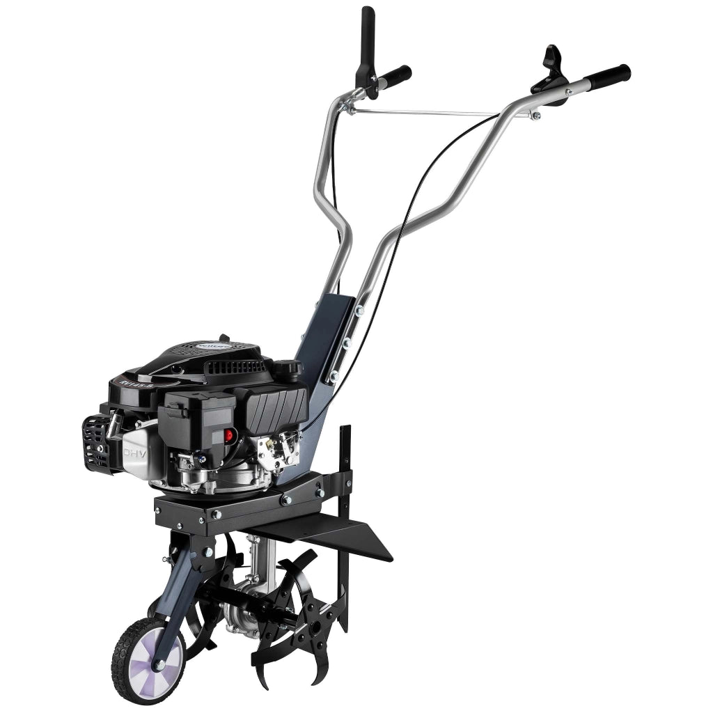Motozappa a scoppio, fresa a scoppio, larghezza di lavoro 36 cm, profondità di lavoro 25 cm, motore a benzina a 4 tempi, 2,5 kW, 144cc , 4 set di lame
