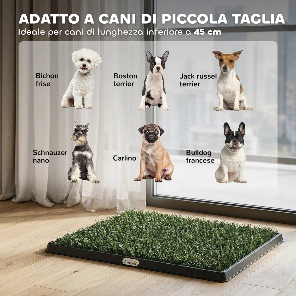 Tappetino per cani con vassoio ed erba artificiale ¨C zephmum ¨C verde 63x50.5 cm