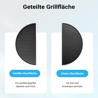 Piastra in ghisa rigata, forma a mezza luna, 49,8 x 24 x 1,5 cm, griglia in ghisa per barbecue, bistecchiera, ideale per grigliare carne, pesce, verdure