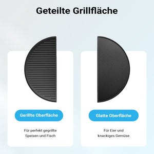 Piastra in ghisa rigata, forma a mezza luna, 49,8 x 24 x 1,5 cm, griglia in ghisa per barbecue, bistecchiera, ideale per grigliare carne, pesce, verdure