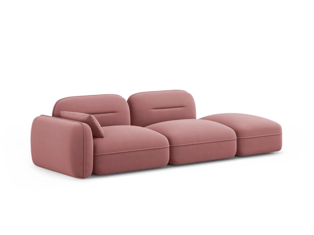 Cosmopolitan Design - Divano modulare destro "Sydney" 3 posti in velluto salmone 