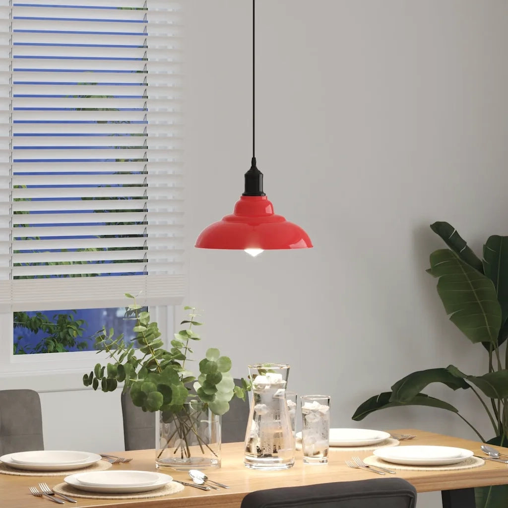 Lampada Sospensione Regolabile E27 Rosso Lucido Ø31 cm Metallo 4103441