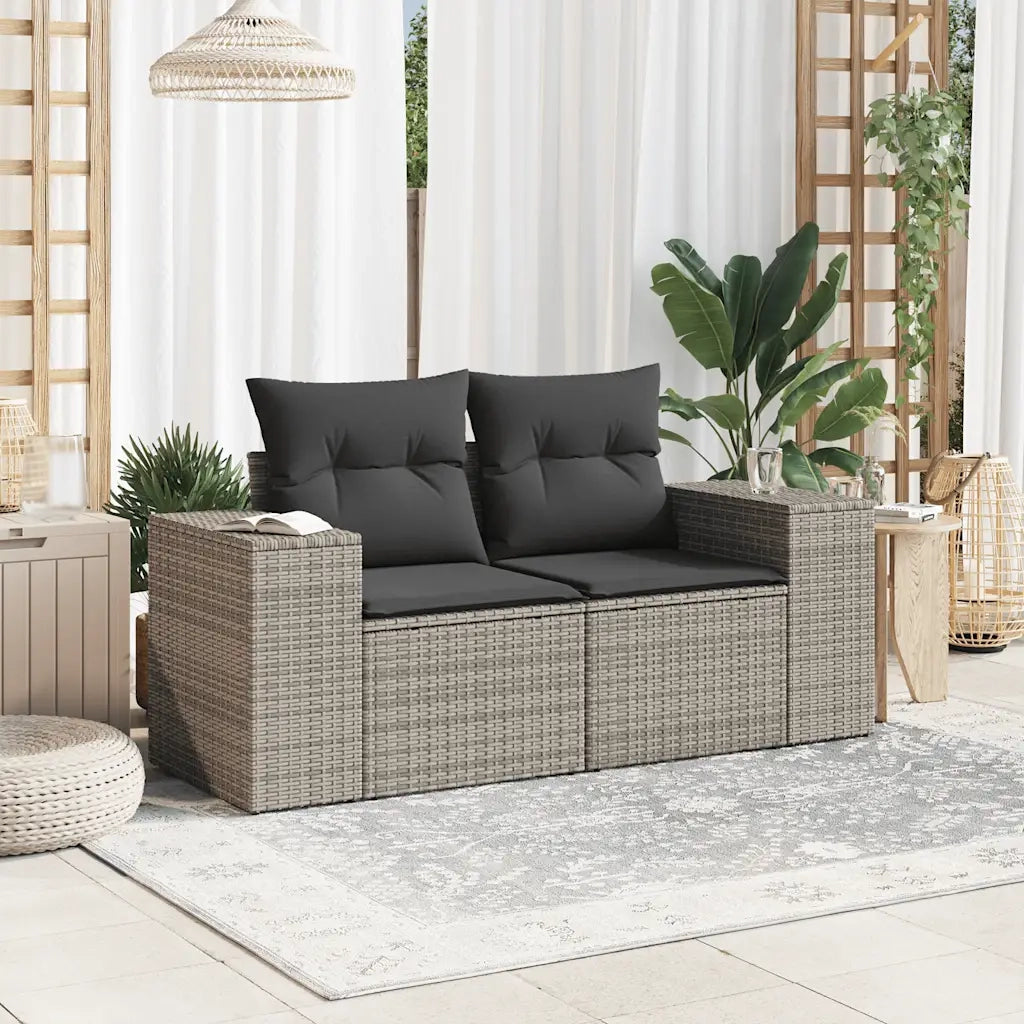 Divano da Giardino con Cuscini 2 Posti Grigio in Polyrattancod mxl 111139