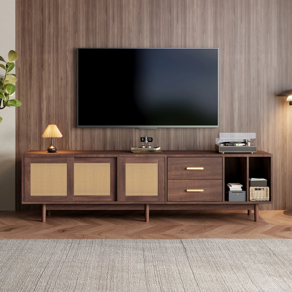 MOBILE TV 190x40x52 cm MDF Marrone con 2 Cassetti e 3 Ante