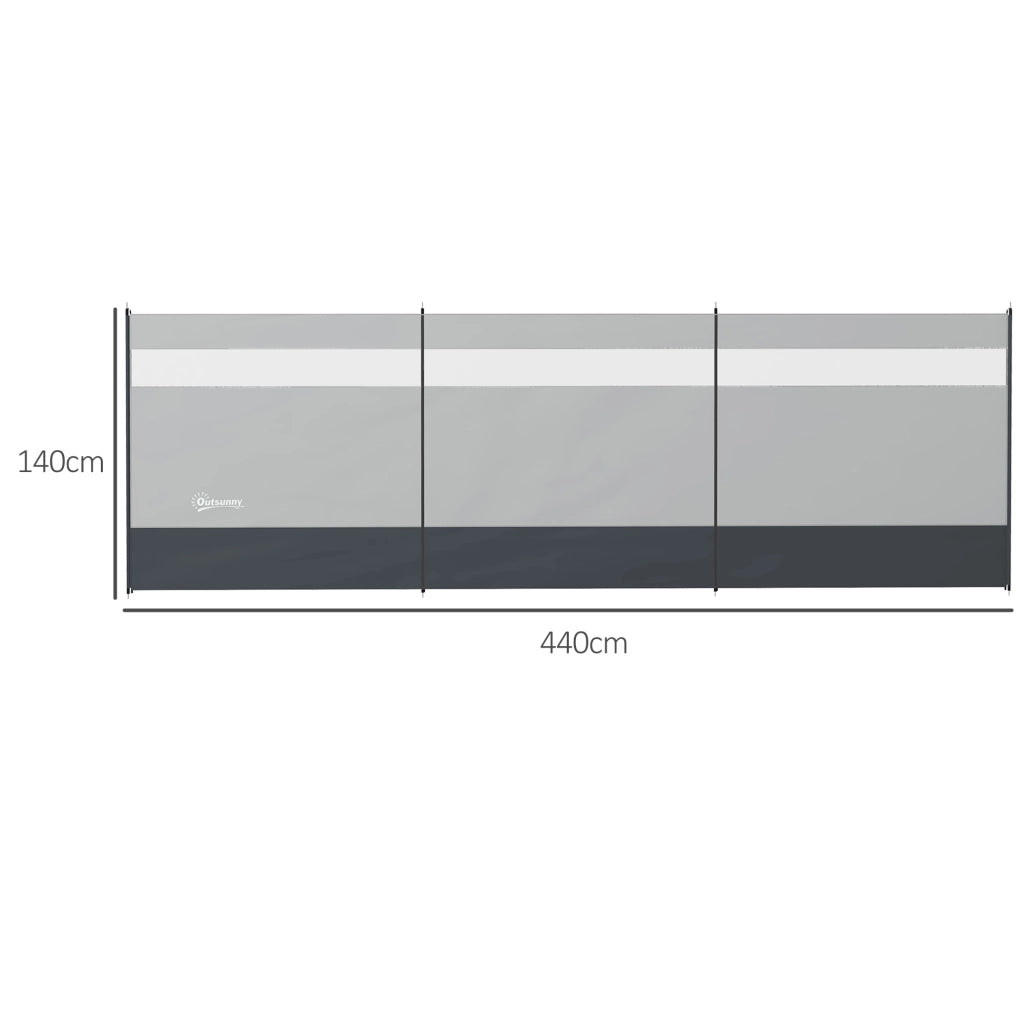 Protezione Vento con Finestra e Borsa Trasporto ¨C Zephmum ¨C Grigio 440x140cm