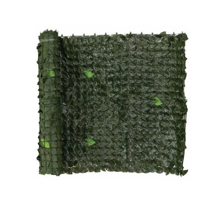 Recinzione, separè in pvc con foglie di lauro verde 300x150cm Fredi