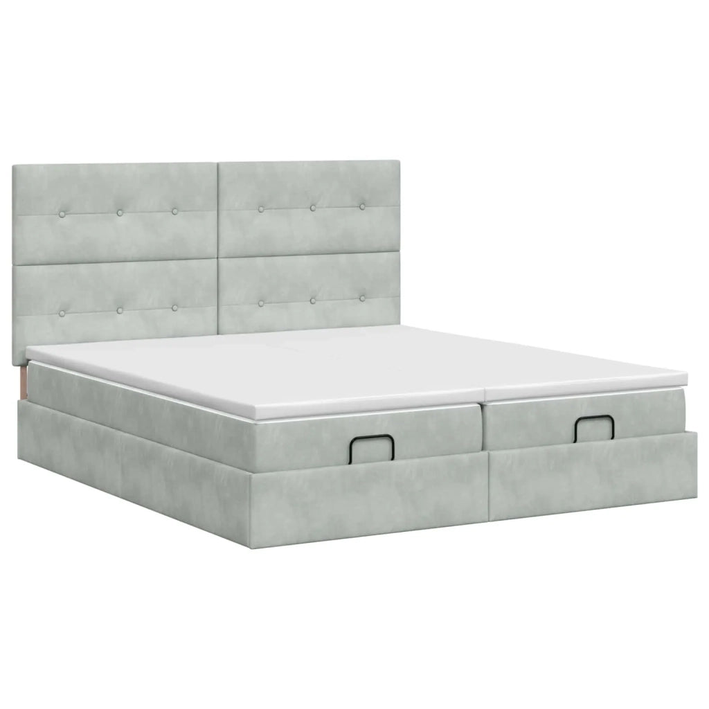 Letto ottomano con materasso 2 pz Grigio Chiaro Velluto 3457908