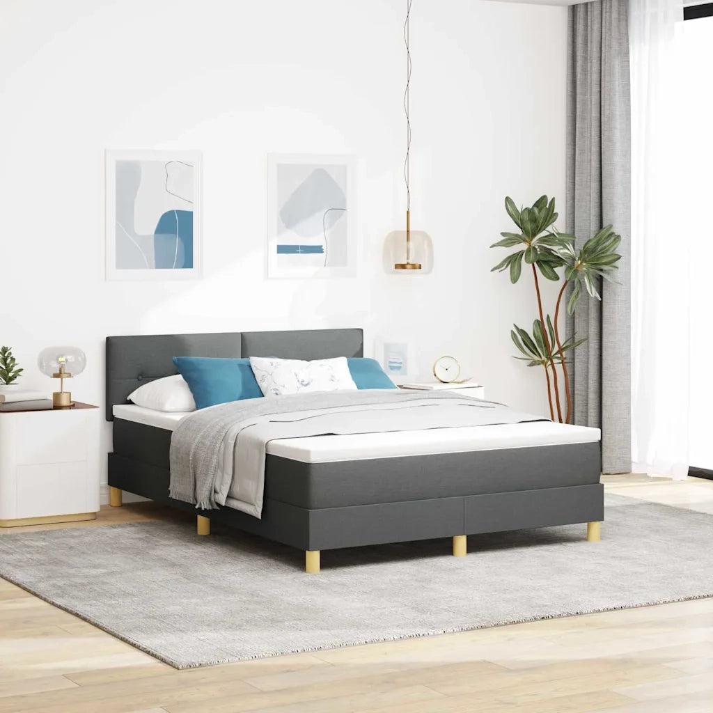 Letto a Sorgente LED con led Grigio scuro 160 x 200 cm Tessuto