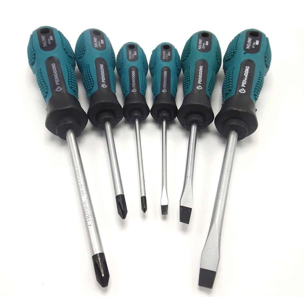 Trade Shop - Set Kit 7 Cacciaviti Cacciavite Con Manico Ergonomico Punta A Stella A Taglio -