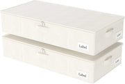 Cestino di Stoccaggio Flessibile da Sotto il Letto con Coperchio per Abbigliamento e Scarpe 2 pezzi 80x40x15cm Beige