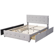 Letto con Cassetti; Contenitore - 4 Cassetti; Struttura in Acciaio e Tessuto - Grigio