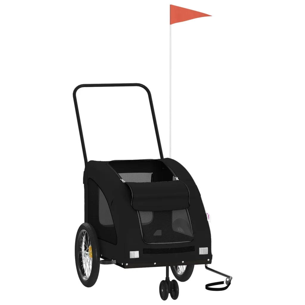 Rimorchio da Bici per Animali Nero Oxford e Ferro CFW6131512
