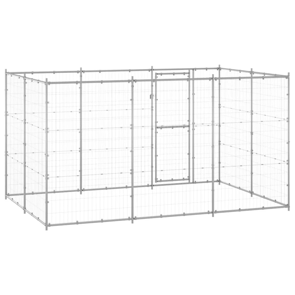 Cuccia da esterno gabbia recinto per animali box esterno per cani in acciaio zincato 7,26 m² 02_0000428