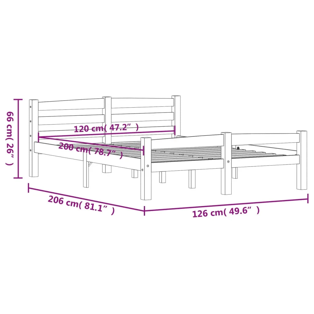 Giroletto senza Materasso-Struttura Letto Bianca Legno Pino 120x200cm 940726