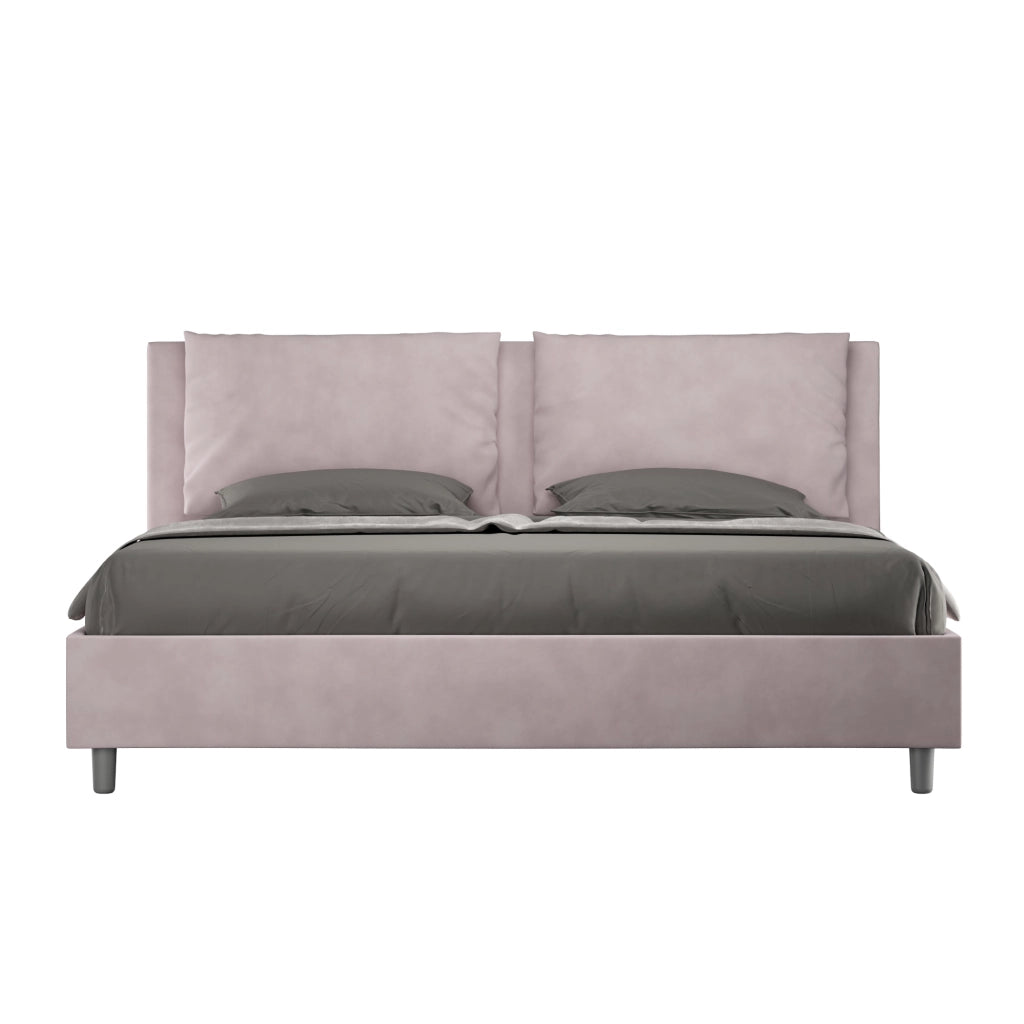 BS COM Letto matrimoniale king size contenitore imbottito 170x190 microfibra glicine
