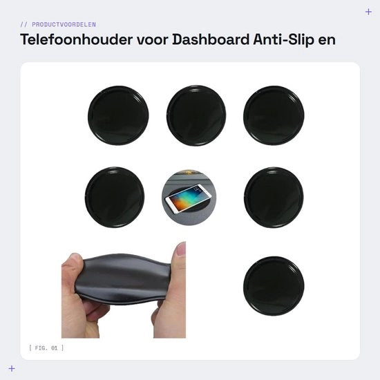 Oggetto di supporto per smartphone antiscivolo - Supporto per smartphone per parbrisa - Supporto per smartphone per cruscotto - Riciclabile - Materiale PU - Sostenibile e flessibile - Supporto per cruscotto