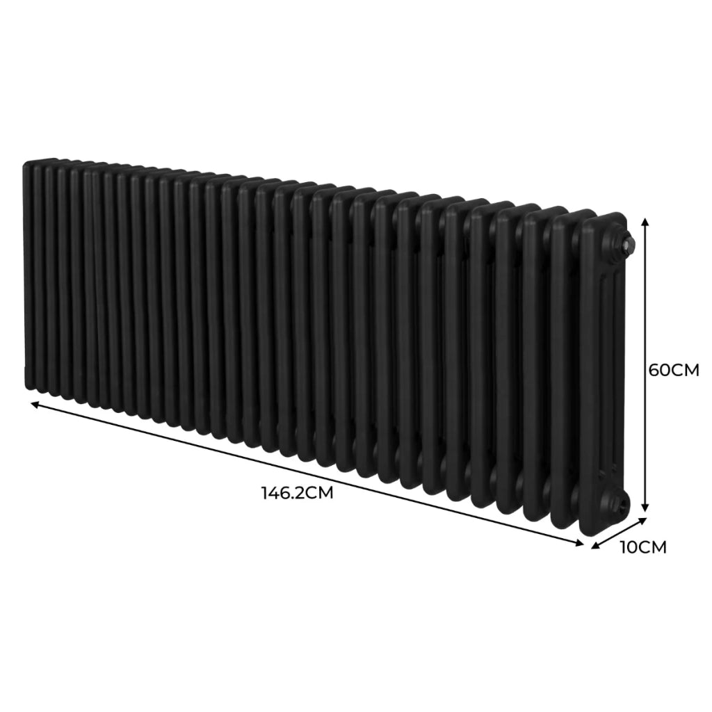 Termosifone Radiatore a 3 colonne per riscaldamento centralizzato Nero 60 x 146cm