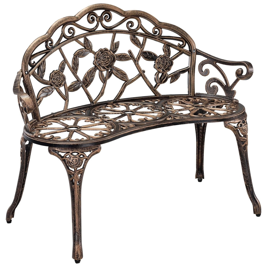 Panca/sedia da giardino in ghisa resistente 100 cm colore bronzo 03_0001008