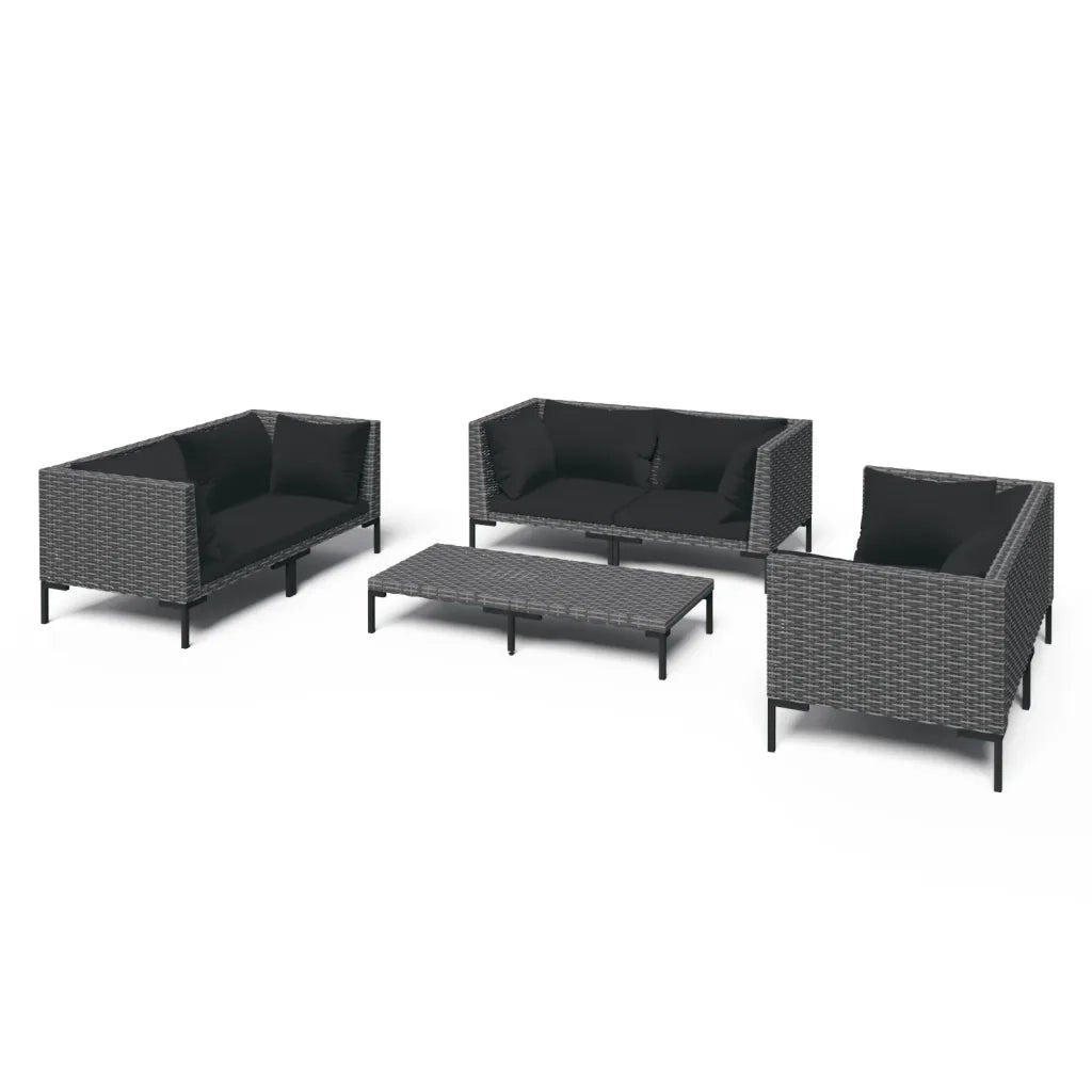 Set Divani da Giardino 7 pz con Cuscini Polyrattan Grigio Scuro 3099831