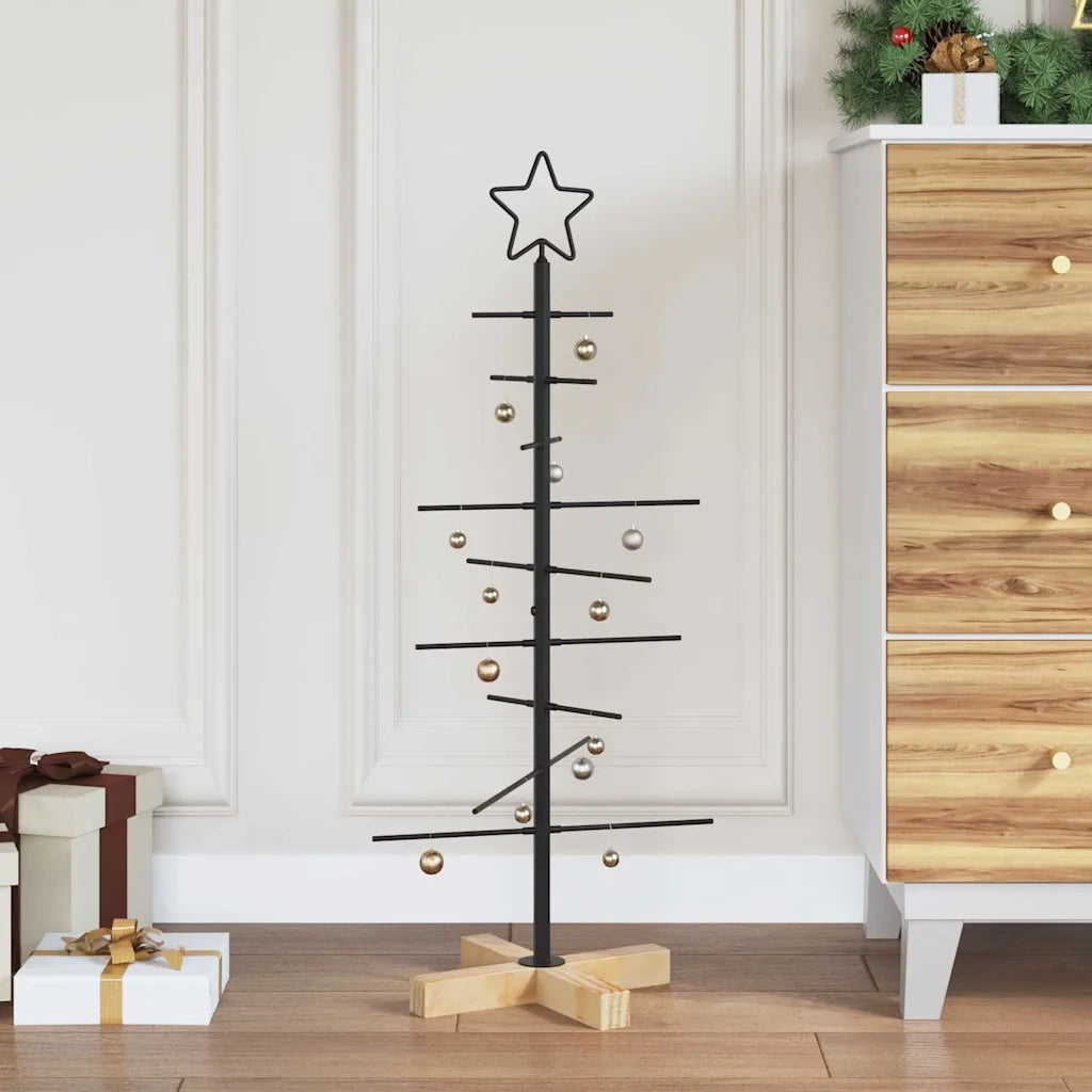 Albero di Natale | Decorazioni natalizie in metallo con supporto Nero 89 cm