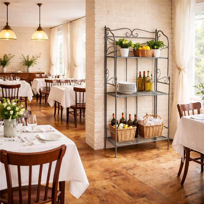 SCAFFALE PORTAVASI CLAUDE CON 3 PIANI IN COLORE BIANCO OSSIDATO  61 X 32 X H 117 CM