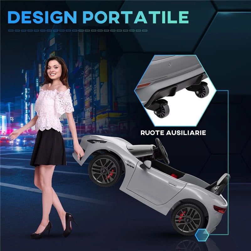 MACCHINA PER BAMBINI 12V MASERATI GRAN TURISMO FOLGORE CON TELECOMANDO ETÀ 3-5 ANNI GRIGIO