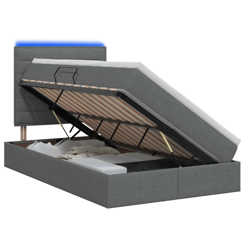 Letto con contenitore LED e materasso Grigio Scuro 120 x 200 cm 3459874