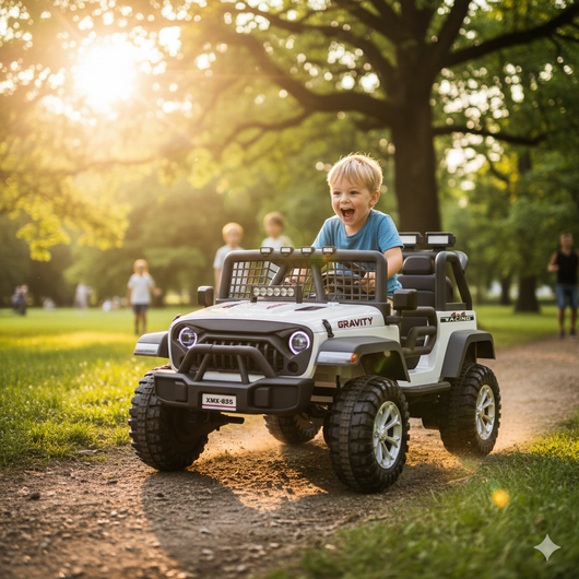 Auto Elettrica per Bambini Offroad 2 Posti Gravity XMX-655 con Telecomando Batteria 12V Bianco