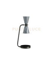 GRAAL LAMPADA DA TAVOLO PICCOLA 2 LUCI  METALLO GRIGIO PARTICOLARI NERI D.9CM
