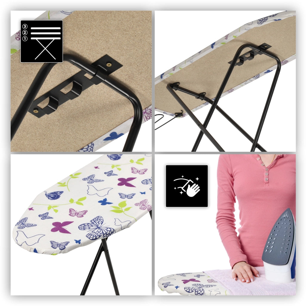 Asse da stiro pieghevole KADAX 100x30cm, leggera, con supporto per ferro da stiro standard.