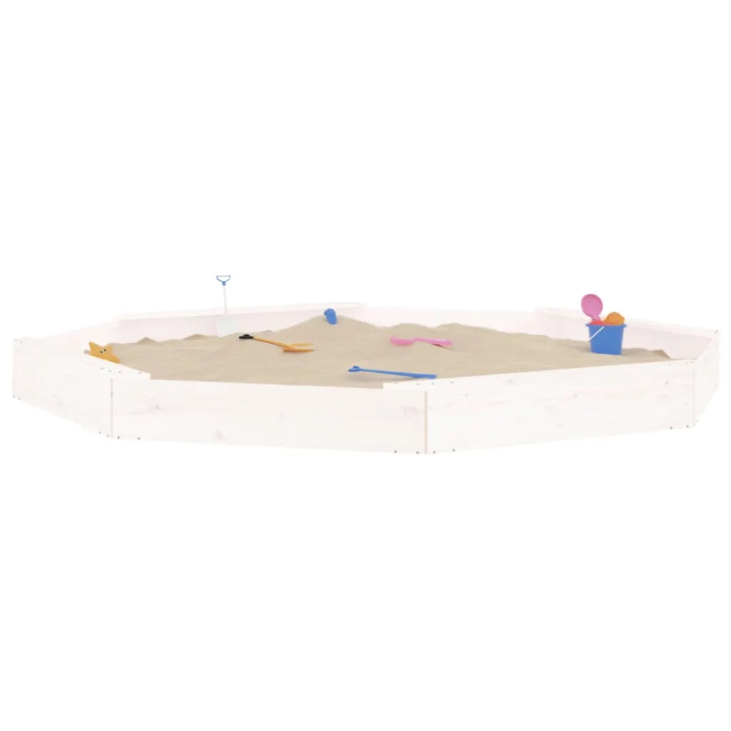 Sabbiera con Sedute Bianca Ottagonale in Legno Massello di Pinocod mxl 108777