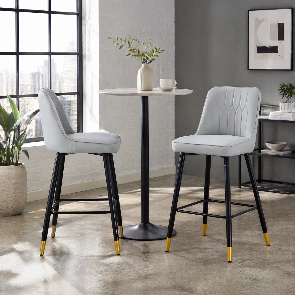 SGABELLO Set da 2 pezzi 100 cm in PU grigio chiaro e metallo nero