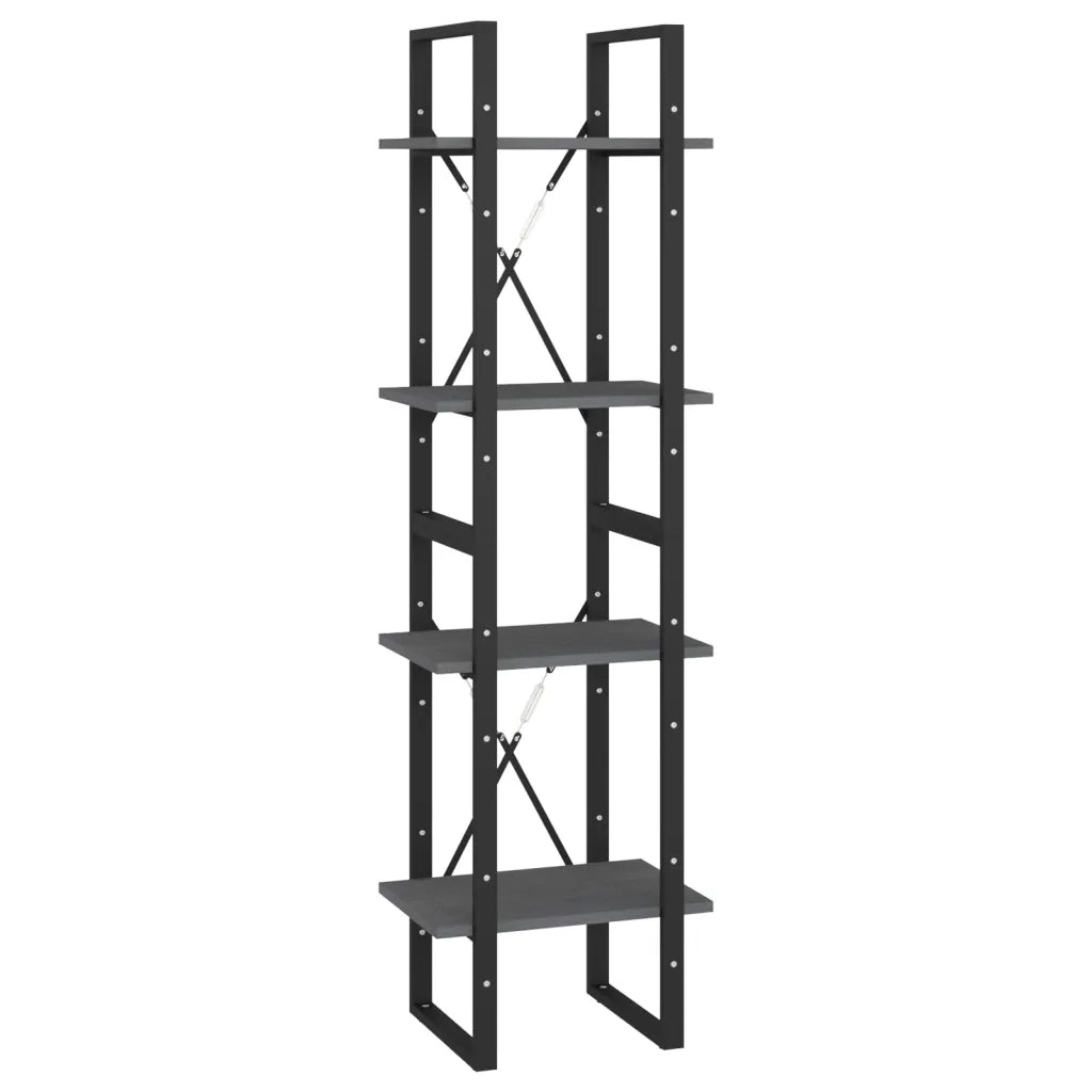 Libreria a 4 Ripiani Grigia 40x30x140 cm in Massello di Pino 806424
