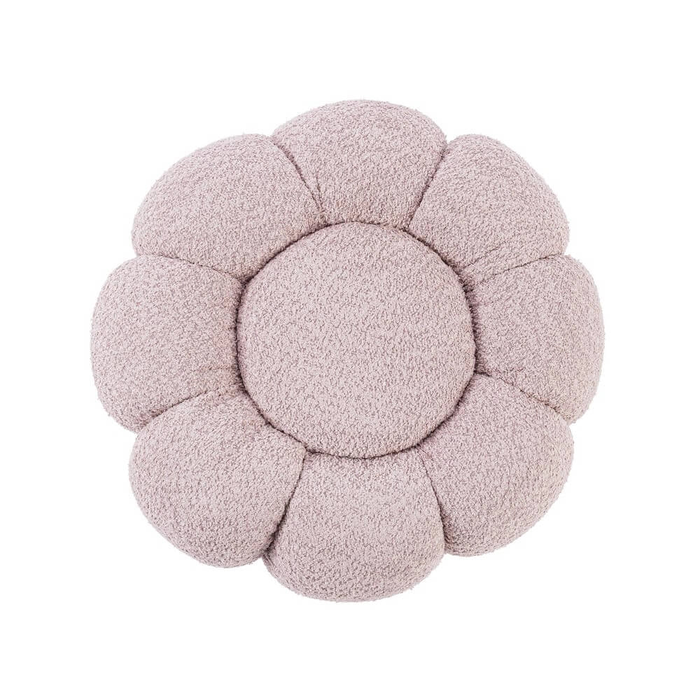 Pouf Rotondo in Tessuto Bouclé con Base in Acciaio Dorato - RACHEL