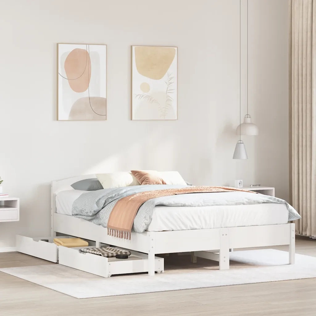 vidaXL Letto senza Materasso Bianco 135x190 cm Legno Massello di Pino