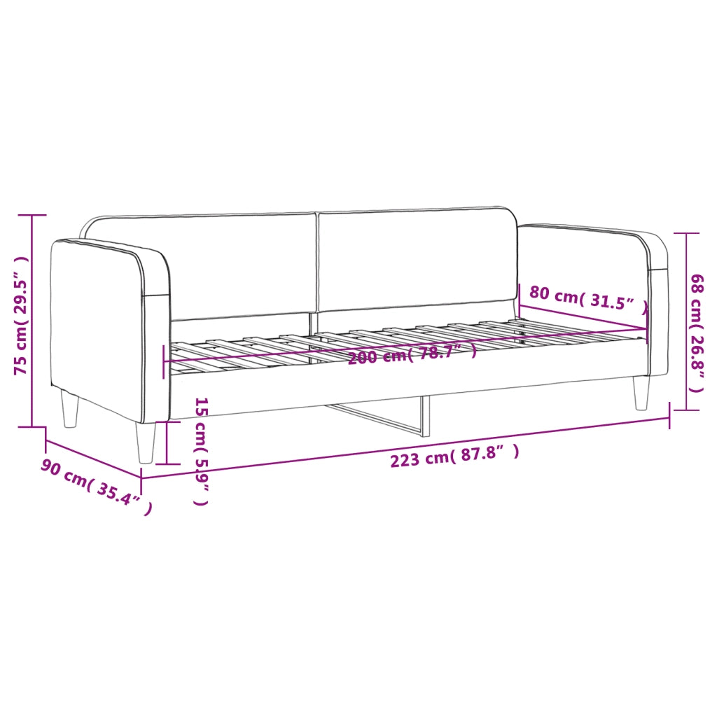 Letto da Giorno Grigio Chiaro 80x200 cm in Tessuto 354028