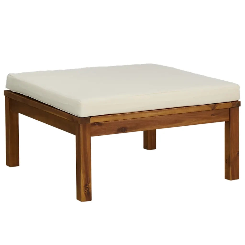 Set Divani Giardino 3 pz Cuscini Bianco Crema in Legno d'Acacia 316281