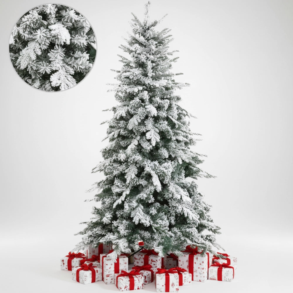 Biancopino albero di natale innevato effetto realistico elegante real touch *** misura h 210, confezione 1