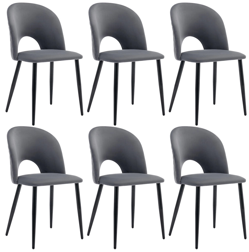Sedia imbottita 47x44x84 cm con schienale; velluto e piedini regolabili grigio